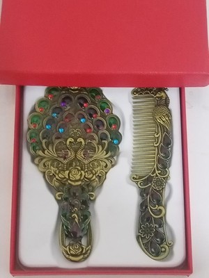 Metal Taş Işlemeli Makyaj El Aynası
