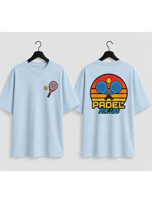 Vodexa Unisex Oversize Tennis Baskılı T-Shirt %100 Pamuk Tenis Temalı Rahat Kalıp Kısa Kollu Tişört