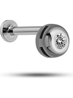 Nereze 925 Ayar Gümüş Rodyumlu Minimal Zirkon Taşlı Pırlanta Montürlü Tragus Piercing Küpe