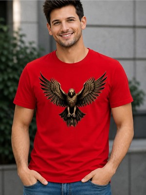 Vodexa Erkek Oversize T-Shirt Atmaca Baskılı %100 Pamuk Tişört Rahat Kalıp