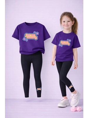 Vodexa Tayt-T-Shirt Takım Anne Kız Kombin %100 Pamuk Esnek Rahat Günlük Spor Kombin