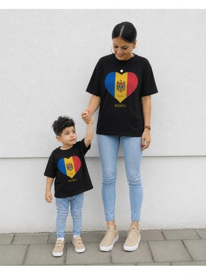 Vodexa Anne Çoçuk Oversize Tişört Kombin Twin T-Shirt %100 Pamuk Rahat Kalıp (Tekli Olarak Satılmaktadır)