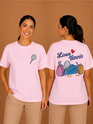 Vodexa Ünisex Oversize T-Shirt Tennis 12 Baskılı %100 Pamuk Tişört Rahat Kalıp