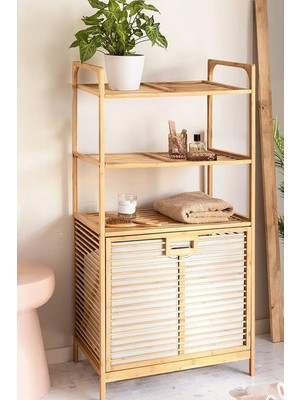 Digithome Bambu Xl Kirli Sepetli 3 Raflı Çok Amaçlı Banyo Düzenleyici Çamaşır Sepeti Organizer DB-0011