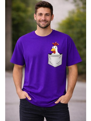 Vodexa Ünisex Oversize T-Shirt Horoz Baskılı %100 Pamuk Tişört Rahat Kalıp