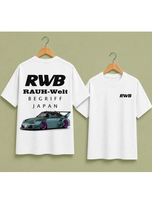 Vodexa Ünisex Oversize T-Shirt Rwb Baskılı %100 Pamuk Tişört Rahat Kalıp