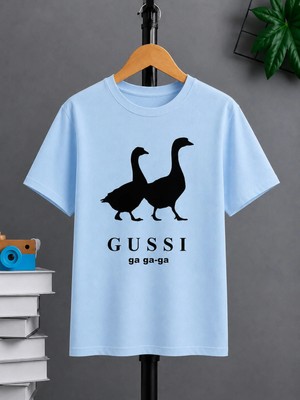 Vodexa Ünisex Oversize T-Shirt Gussı Baskılı %100 Pamuk Tişört Rahat Kalıp