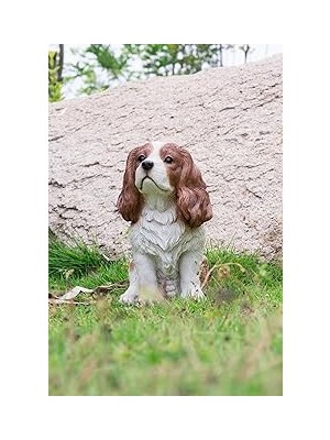 Hi-Line Gift 87803-C Kahverengi/beyaz Kral Charles Spaniel Oturan Heykel