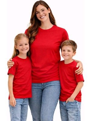 Vodexa Anne Ünisex Çocuk Kombin Oversize Tişört Twin T-Shirt Sadee Baskılı Tekli