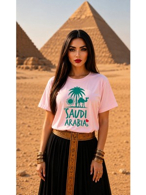 Vodexa Ünisex Oversize T-Shirt Arabia Baskılı %100 Pamuk Tişört Rahat Kalıp