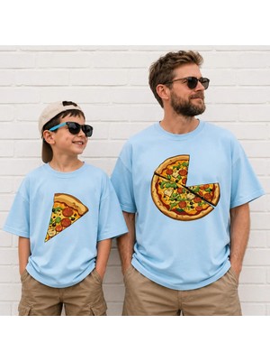 Vodexa Baba Erkek ve Kız Çocuk Oversize T-Shirt Kesik Pizza Baskılı (Tekli Satılmaktadır)