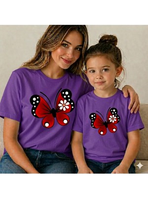 Vodexa Anne Çoçuk Oversize Tişört Kombin Twin T-Shirt %100 Pamuk Rahat Kalıp (Tekli Olarak Satılmaktadır)