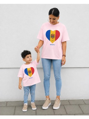 Vodexa Anne Çoçuk Oversize Tişört Kombin Twin T-Shirt %100 Pamuk Rahat Kalıp (Tekli Olarak Satılmaktadır)