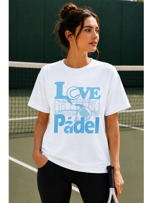 Vodexa Unisex Oversize Tennis Baskılı T-Shirt %100 Pamuk Tenis Temalı Rahat Kalıp Kısa Kollu Tişört
