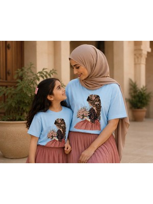 Vodexa Anne Çoçuk Oversize Tişört Kombin Twin T-Shirt %100 Pamuk Rahat Kalıp (Tekli Olarak Satılmaktadır)