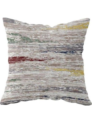 Pelangi Kırçıl Desenli Çift Taraflı Gizli Fermuarlı Yastık Kılıfı Kırlent Koltuk Yastık Kılıfı, Gri-Sarı-Bordo 43 x 43