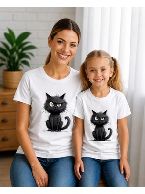 Vodexa Anne Çoçuk Oversize Tişört Kombin Twin T-Shirt %100 Pamuk Rahat Kalıp (Tekli Olarak Satılmaktadır)