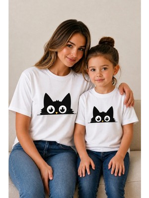 Vodexa Anne Çoçuk Oversize Tişört Kombin Twin T-Shirt %100 Pamuk Rahat Kalıp (Tekli Olarak Satılmaktadır)
