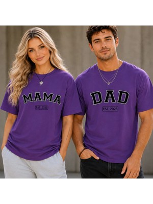 Vodexa Erkek Kadın Kombin Oversize T-Shirt Mama Baskılı %100 Pamuk Tişört Rahat Kalıp (Tekli Satılmaktadır)
