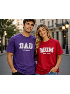 Vodexa Erkek Kadın Kombin Oversize T-Shirt Dad Baskılı %100 Pamuk Tişört Rahat Kalıp