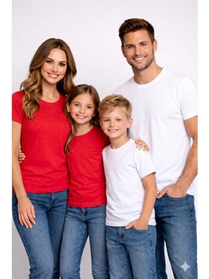Vodexa Aile Kız Çocuk Kombin Oversize Tişört Twin T-Shirt Karışık Baskısız Baskılı (Tekli Satılmaktadır)