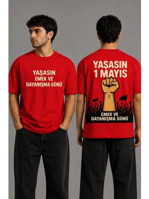 Vodexa 1 Mayıs Işçi Bayramı Ünisex Oversize T-Shirt Baskılı %100 Pamuk Tişört Rahat Kalıp