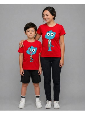 Vodexa Anne Erkek Çoçuk Kombin Sade Oversize Tişört Twin T-Shirt %100 Pamuk Rahat Kalıp (Tekli Satılmaktadır)