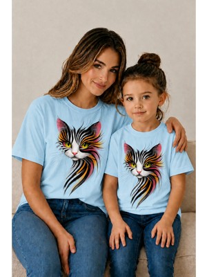 Vodexa Anne Çoçuk Oversize Tişört Kombin Twin T-Shirt %100 Pamuk Rahat Kalıp (Tekli Olarak Satılmaktadır)