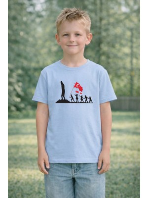 Vodexa Çocuk T-Shirt 23 Nisan Egemenlik ve Çocuk Bayramı Tişört Unisex %100 Pamuk Baskılı Rahat Kalıp