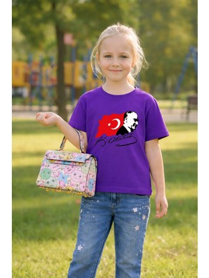 Vodexa 23 Nisan Çocuk Tişört Unısex (Kız-Erkek) %100 Pamuk Baskılı Rahat Kalıp Günlük Bayram T-Shirt