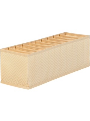 Ocean Home Textile 10 Bölmeli Bej Balıksırtı Çekmece Düzenleyici 11 x 41,5 x 12 cm