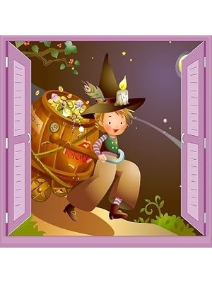 Çocuk Odası Bebek Odası Pencere Poster Duvar Kağıdı Altınlar