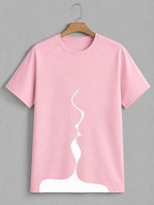 Vodexa Ünisex Oversize T-Shirt Siyah Çizgi Baskılı %100 Pamuk Tişört Rahat Kalıp