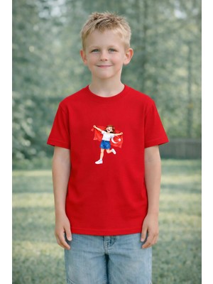 Vodexa Çocuk T-Shirt 23 Nisan Egemenlik ve Çocuk Bayramı Tişört Unisex %100 Pamuk Baskılı Rahat Kalıp