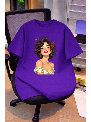 Vodexa Oversize Çocuk Genç Tişört %100 Pamuk Baskılı Rahat Kalıp Günlük Şık T-Shirt