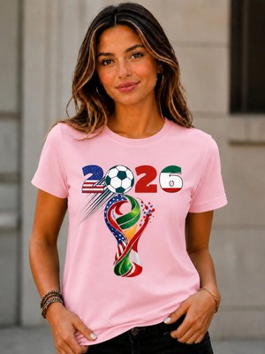 Vodexa Ünisex Oversize T-Shirt Dünya Kupası Baskılı %100 Pamuk Tişört Rahat Kalıp