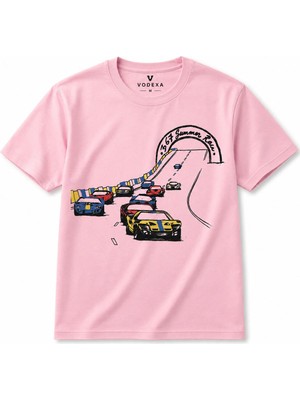 Vodexa Ünisex Oversize T-Shirt Ralli Baskılı %100 Pamuk Tişört Rahat Kalıp
