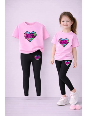 Vodexa Tayt-T-Shirt Takım Anne Kız Kombin %100 Pamuk Esnek Rahat Günlük Spor Kombin