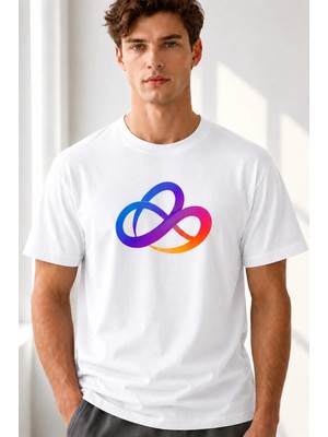 Vodexa Ünisex Oversize T-Shirt Renkli Reşit Baskılı %100 Pamuk Tişört Rahat Kalıp