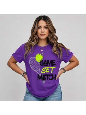Vodexa Ünisex Oversize T-Shirt Tennis 4 Baskılı %100 Pamuk Tişört Rahat Kalıp