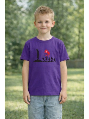 Vodexa Çocuk T-Shirt 23 Nisan Egemenlik ve Çocuk Bayramı Tişört Unisex %100 Pamuk Baskılı Rahat Kalıp