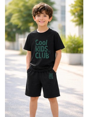 Vodexa Erkek-Kız Çocuk Tişört Şort Takım %100 Pamuk Yazlık Rahat Kalıp Baskılı T-Shirt Çocuk Kombin