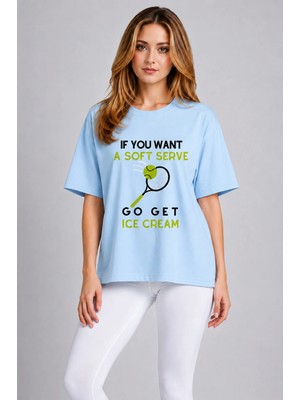 Vodexa Unisex Oversize Tennis Baskılı T-Shirt %100 Pamuk Tenis Temalı Rahat Kalıp Kısa Kollu Tişört