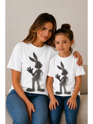 Vodexa Anne Çoçuk Oversize Tişört Kombin Twin T-Shirt %100 Pamuk Rahat Kalıp (Tekli Olarak Satılmaktadır)