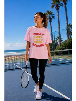 Vodexa Unisex Oversize Tennis Baskılı T-Shirt %100 Pamuk Tenis 29 Temalı Rahat Kalıp Kısa Kollu Tişört