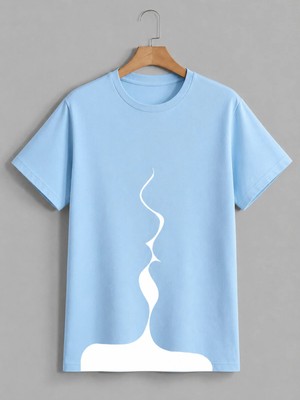 Vodexa Ünisex Oversize T-Shirt Siyah Çizgi Baskılı %100 Pamuk Tişört Rahat Kalıp