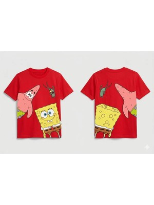 Vodexa Ünisex Oversize T-Shirt Patrick Baskılı %100 Pamuk Tişört Rahat Kalıp