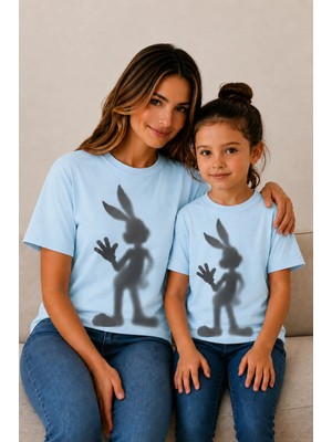 Vodexa Anne Çoçuk Oversize Tişört Kombin Twin T-Shirt %100 Pamuk Rahat Kalıp (Tekli Olarak Satılmaktadır)