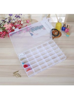 36 Ayarlanabilir Bölmeli Kolye Yüzük Takı Kutusu Organizer Düzenleyici Plastik Kutu 27.5X19.5X4.2