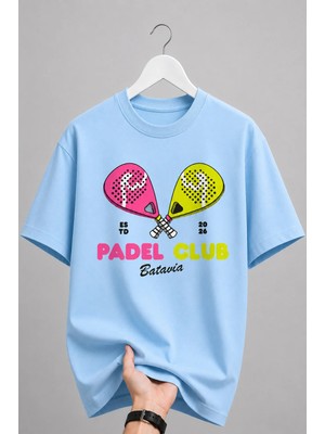 Vodexa Unisex Oversize Tennis Baskılı T-Shirt %100 Pamuk Tenis Temalı Rahat Kalıp Kısa Kollu Tişört